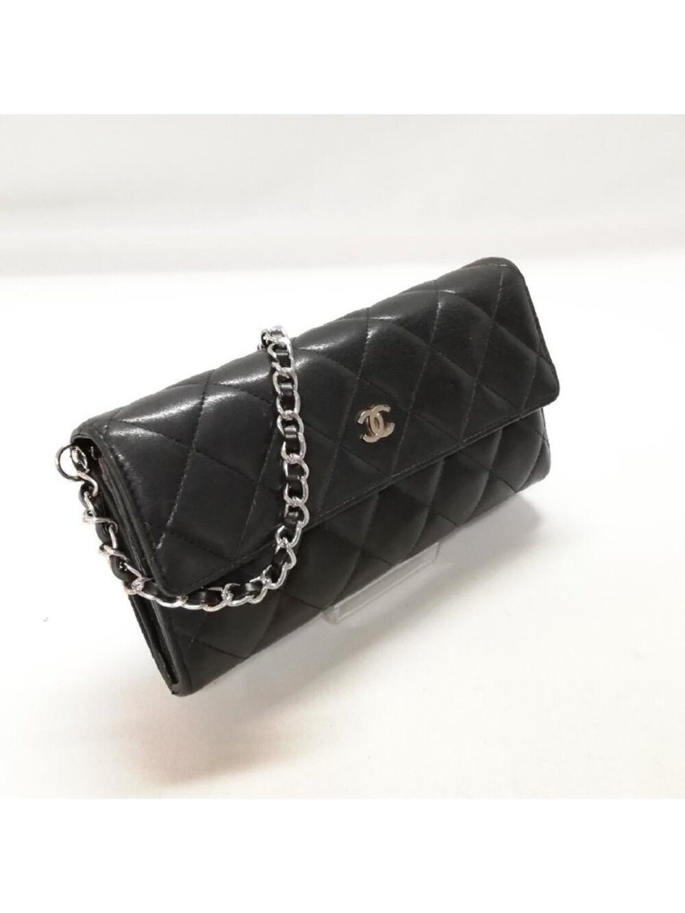 Chanel Lambskin Quilted Wallet Black Silver - Picture 2 of 6